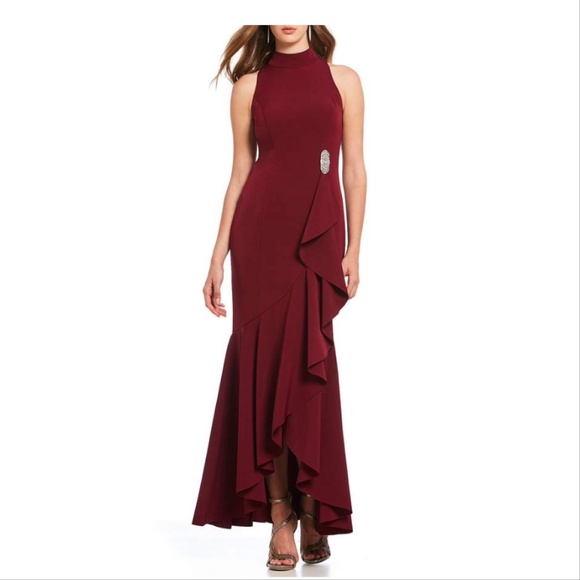 Vince Camuto Dresses & Skirts - Vince Camuto Mock Neck Embellished Ruffle Hem Gown